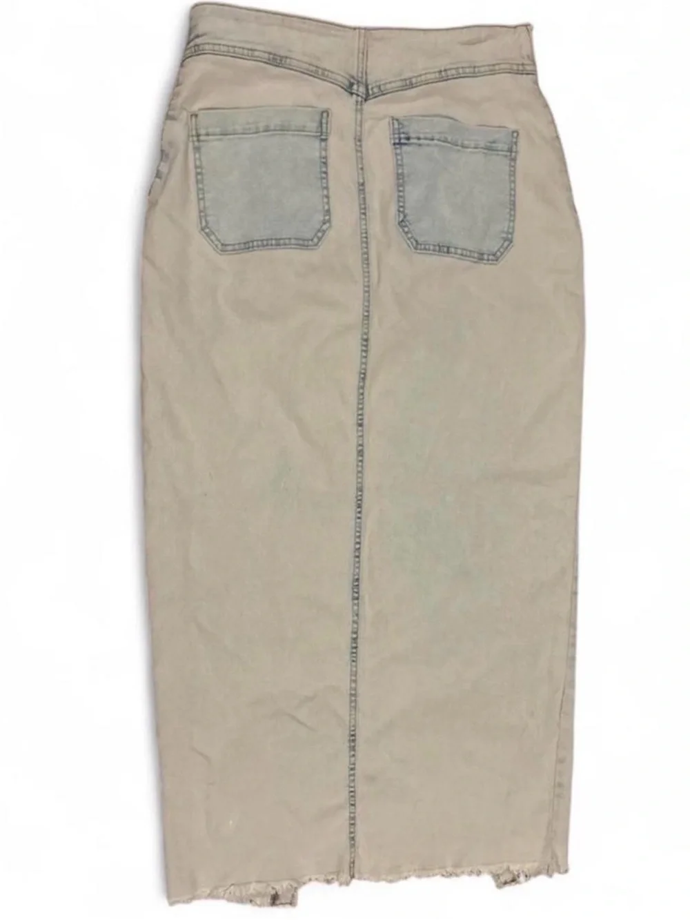 Sincerely Jules Off-White Denim Asymmetrical Button Maxi Skirt Sz 7/28 Boho